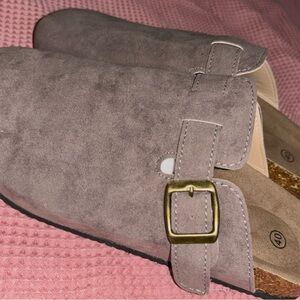 Women's Suede Slip-On Shoes with Buckle